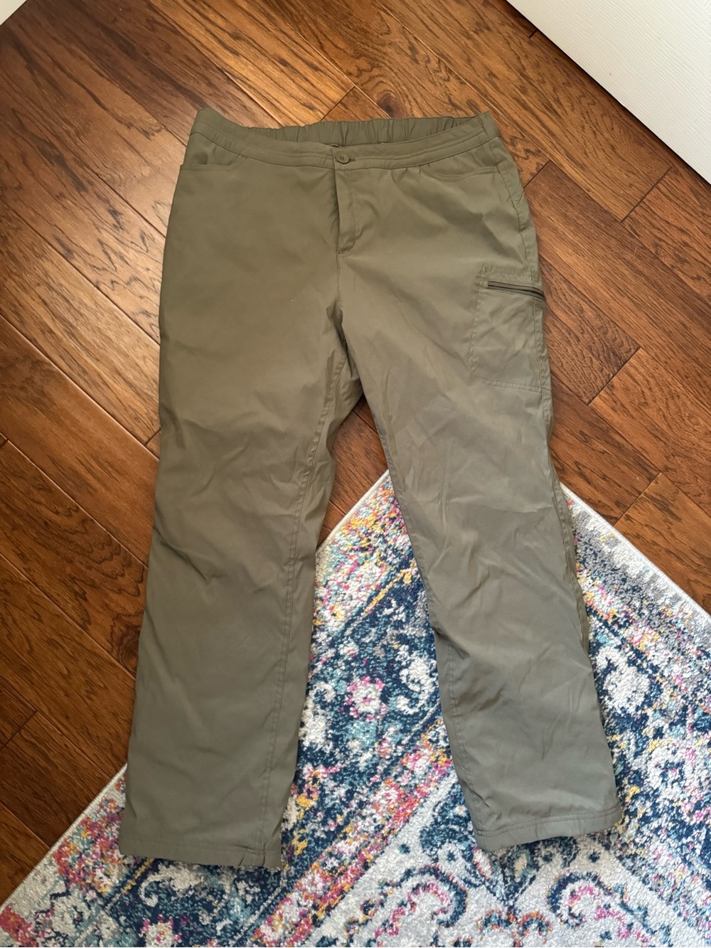Eddie Bauer Fleece Lined Hiking Pants Women’s XL Olive Green Outdoor Travel